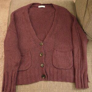 Over-sized Mauve Button Down Cardigan